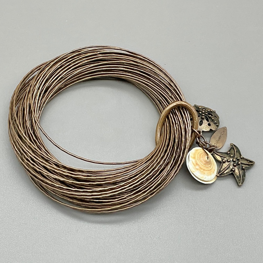Coldwater Creek Bracelet Women Gold tone Multi Strand Nautical Charms 7 Inch